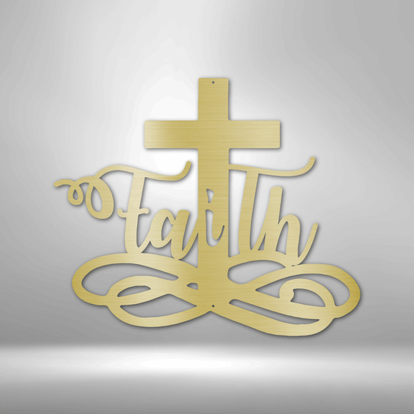 Scripture Sign Faith in Christ Cross Steel Sign Laser Cut Powder Coated Home &